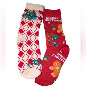 Festive Christmas Socks Set - Red and Cream